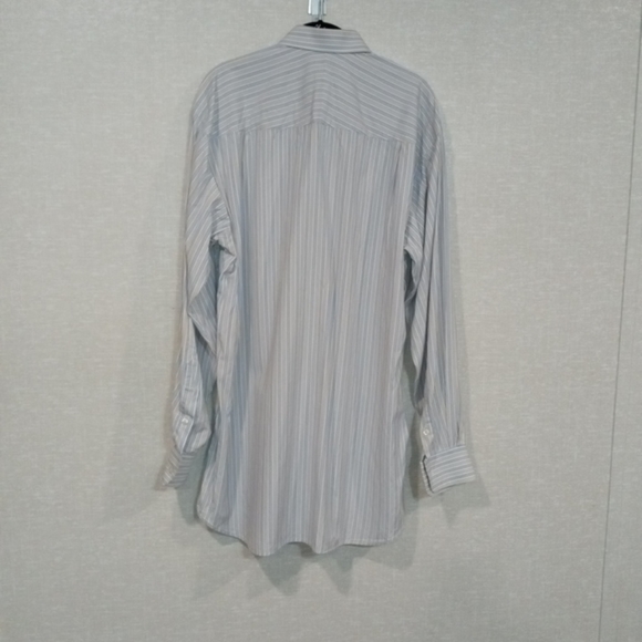 Ike Behar New York Dress Shirt Mens 16.5 X 36 Blue Gold Striped Perfect Cond. - Picture 4 of 4